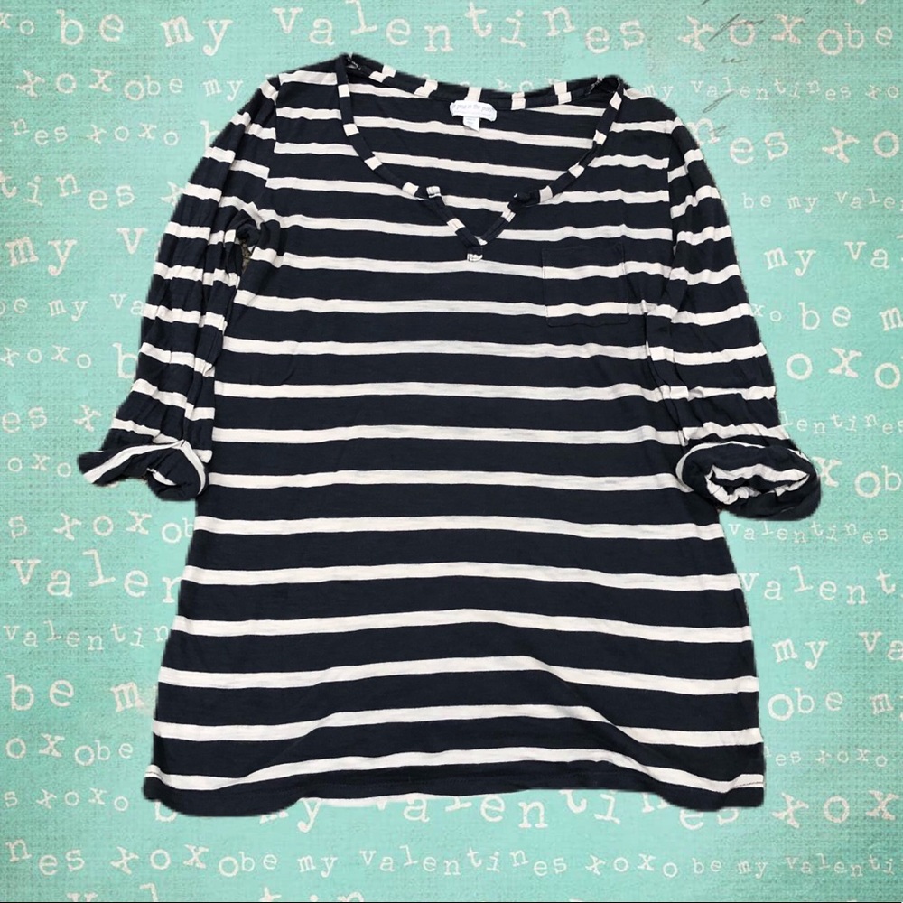 blue/white striped maternity shirt XS
